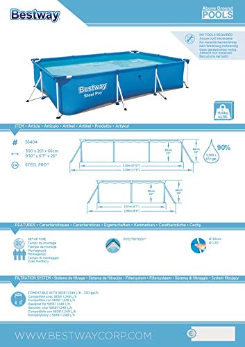 Piscina Desmontable Infantil Bestway Deluxe Splash Frame 300×201×66 cm – Estructura Tubular Resistente