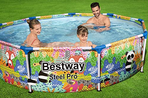 Piscina Redonda Bestway con Estructura Metálica y Estampado Animal Ø274×66 cm – Capacidad 3,221 litros