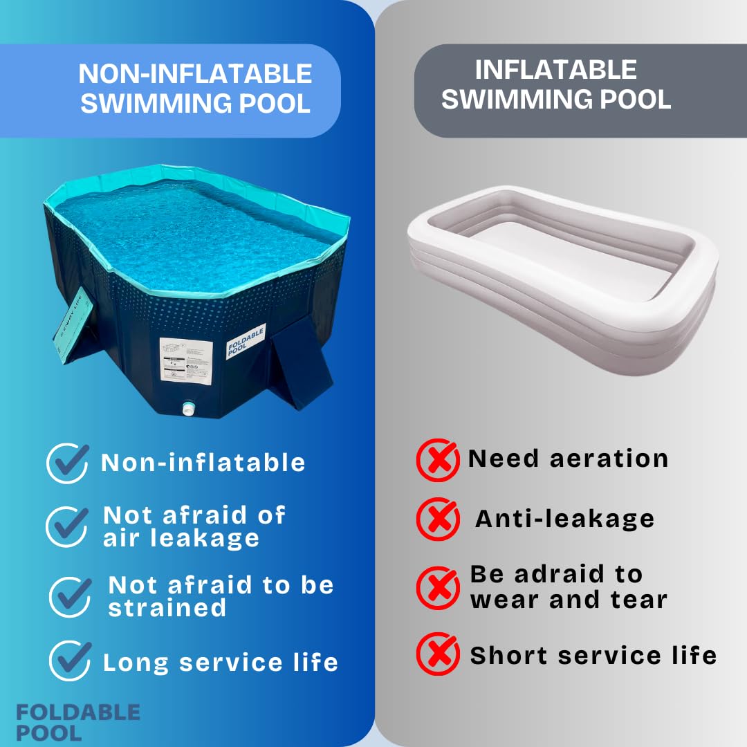 Piscina Plegable Industex para Niños, Adultos y Mascotas – No Inflable, 253×133×50 cm
