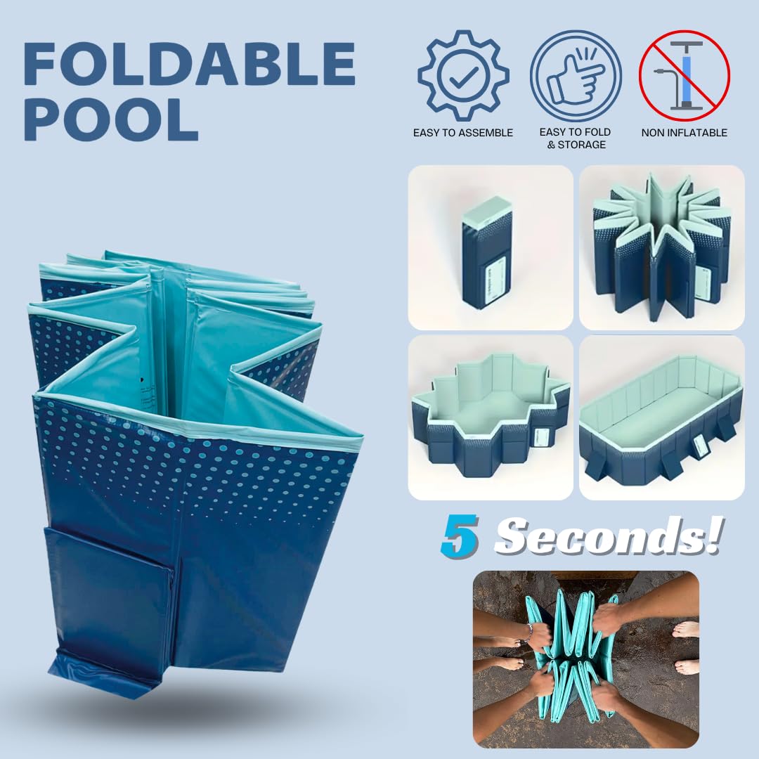 Piscina Plegable Industex para Niños, Adultos y Mascotas – No Inflable, 253×133×50 cm