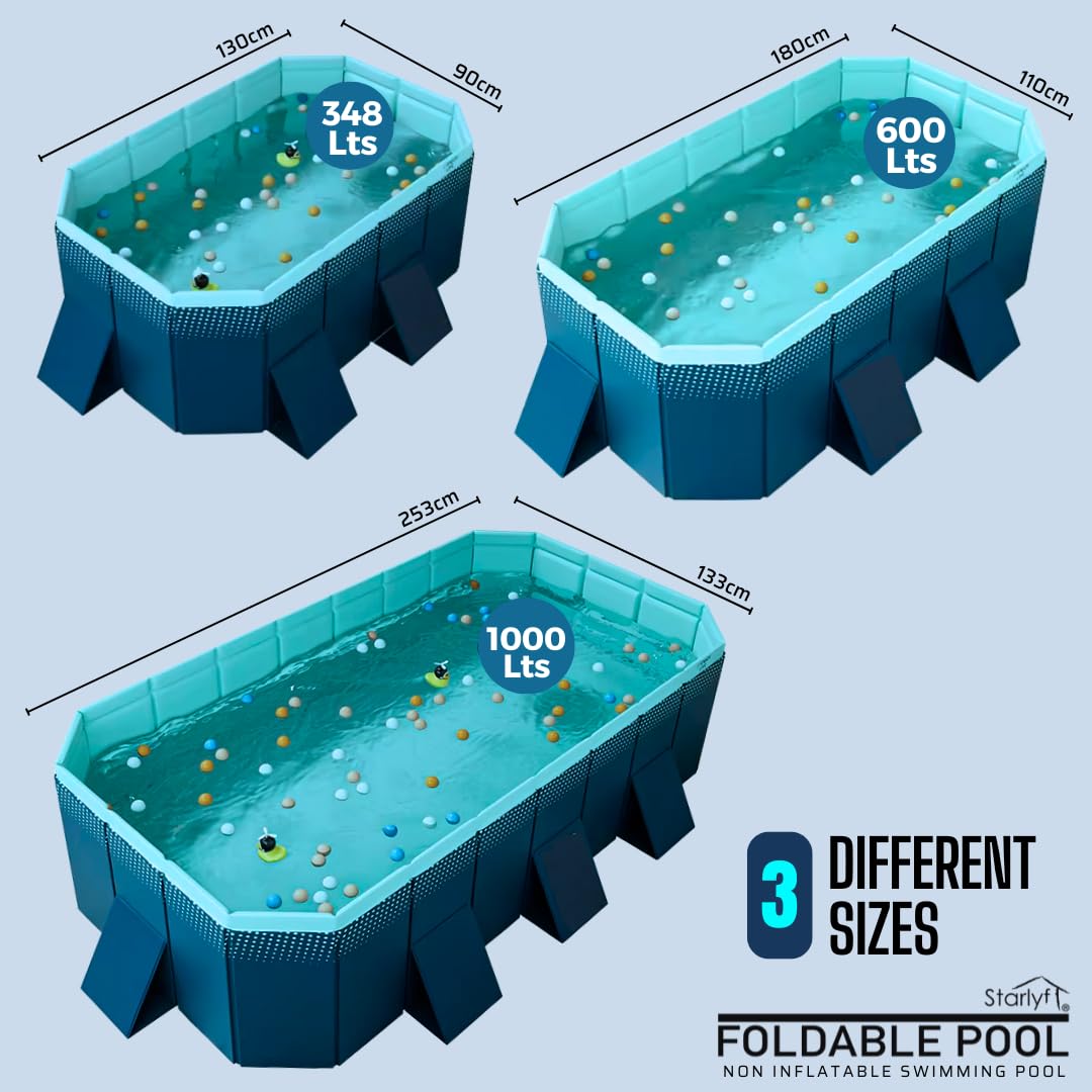 Piscina Plegable Industex para Niños, Adultos y Mascotas – No Inflable, 253×133×50 cm