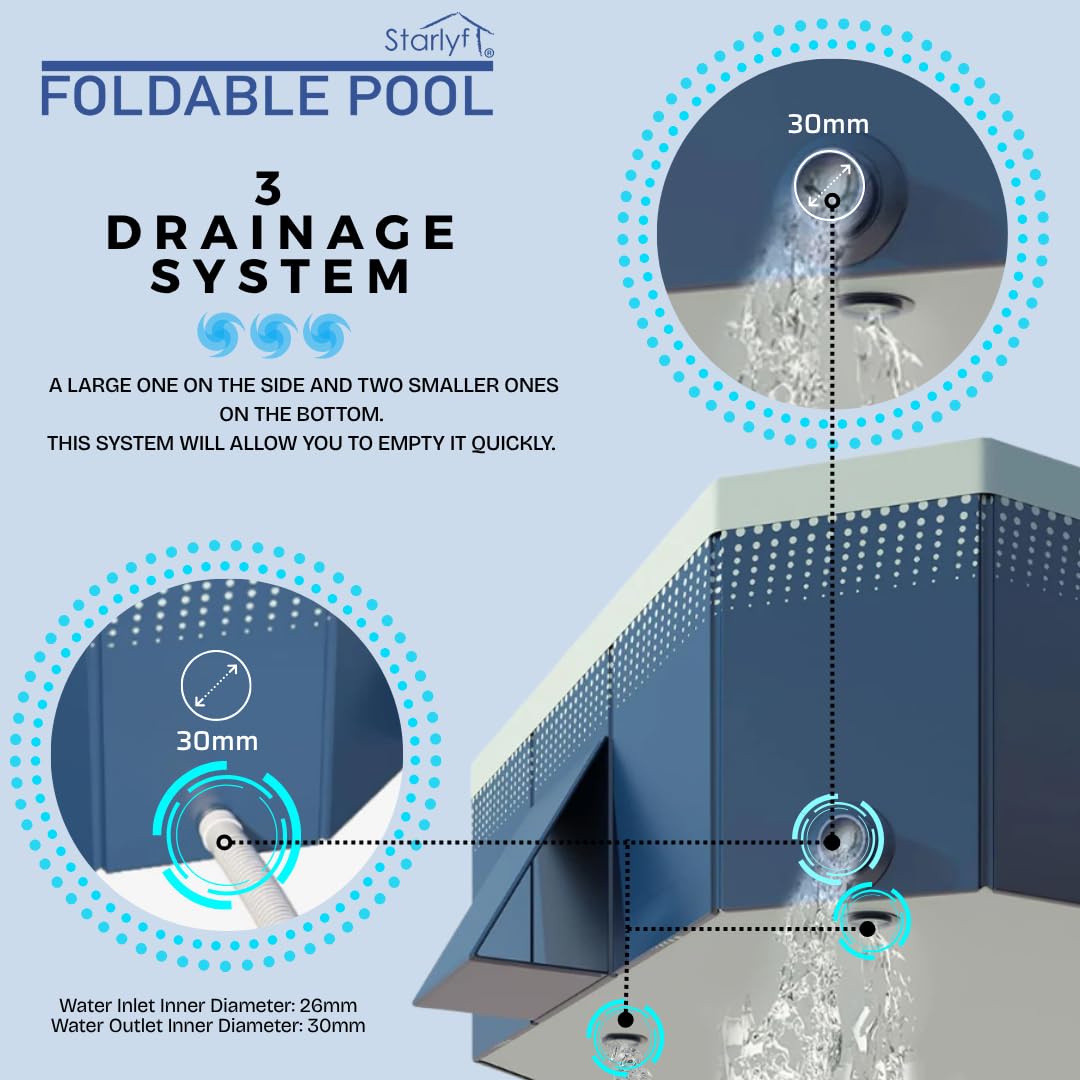 Piscina Plegable Industex para Niños, Adultos y Mascotas – No Inflable, 253×133×50 cm