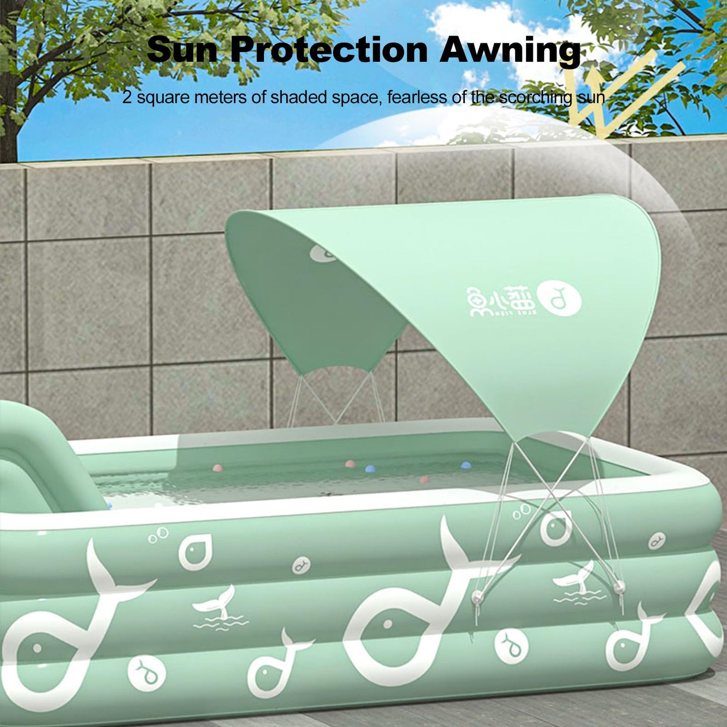 Piscina Hinchable Rectangular Ergocar Verde con Tobogán Integrado – Para Niños y Adultos