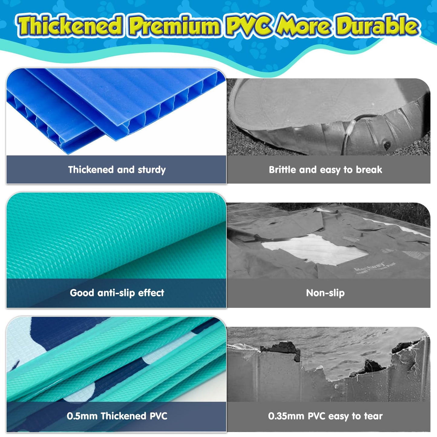 Piscina para Perros y Niños HaoVrisn de PVC Engrosado Antideslizante 120×30 cm – Con Parches y Válvula de Drenaje