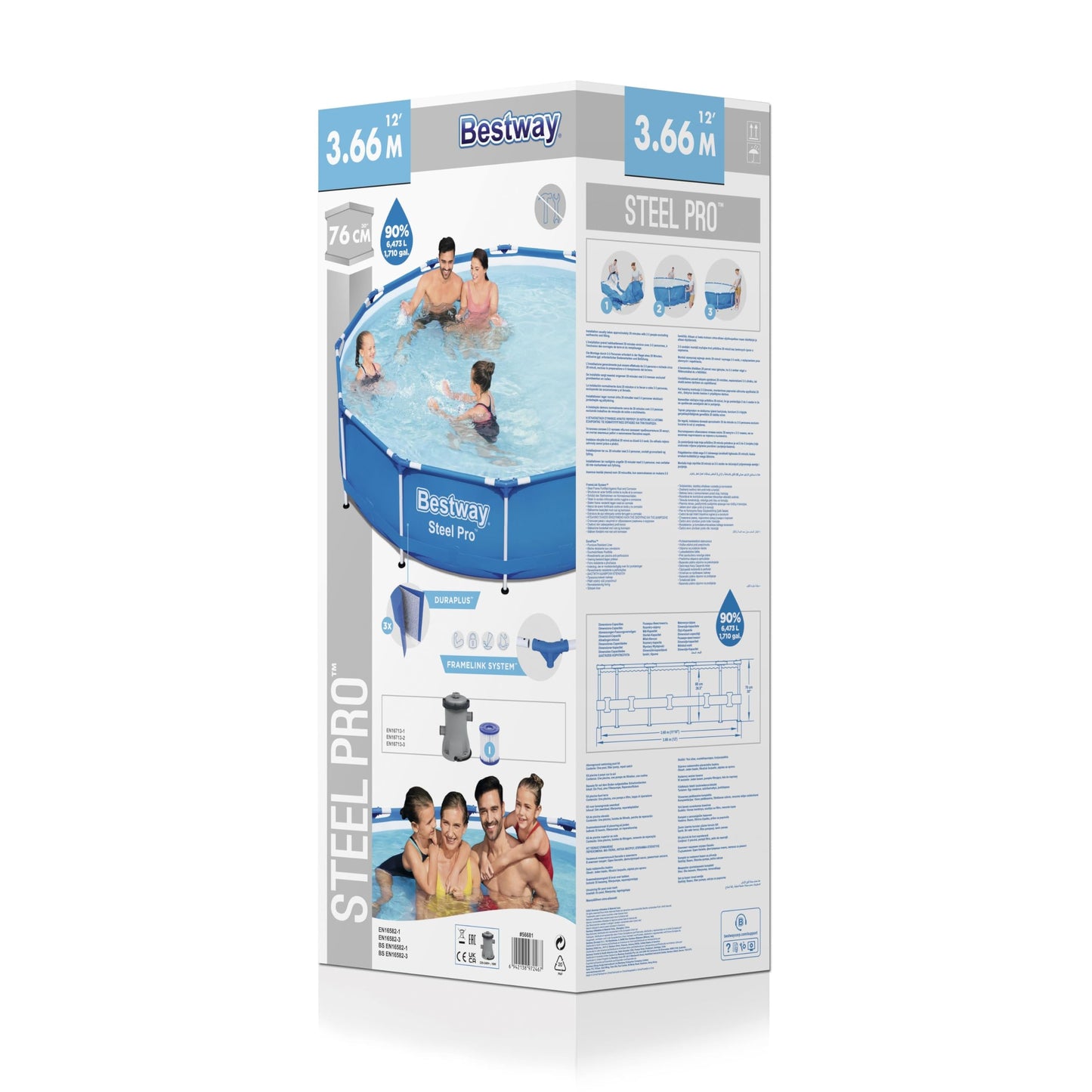 Bestway - Piscina elevada Bestway Steel Pro - Medidas 366 x 76 cm - Modelo n. 56681-2