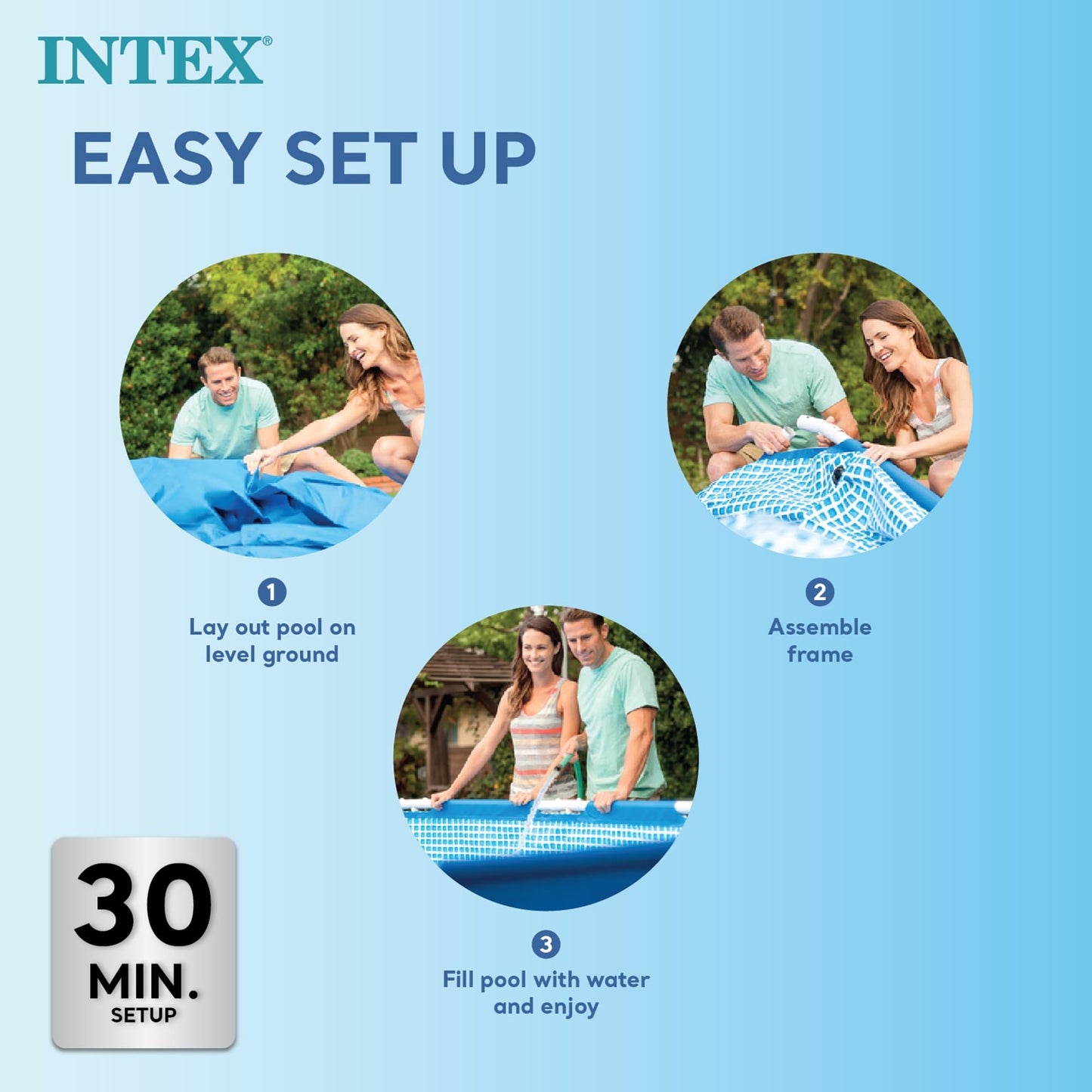 Piscina Desmontable Intex Small Frame 300×200×75 cm, Capacidad 3,834 litros – Color Azul