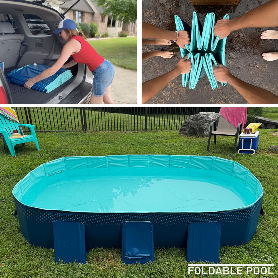 Piscina Plegable Industex para Niños, Adultos y Mascotas – No Inflable, 253×133×50 cm