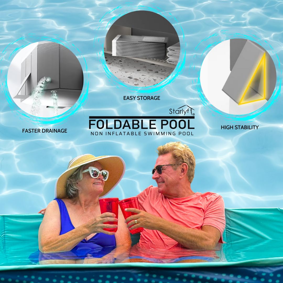 Piscina Plegable Industex para Niños, Adultos y Mascotas – No Inflable, 253×133×50 cm