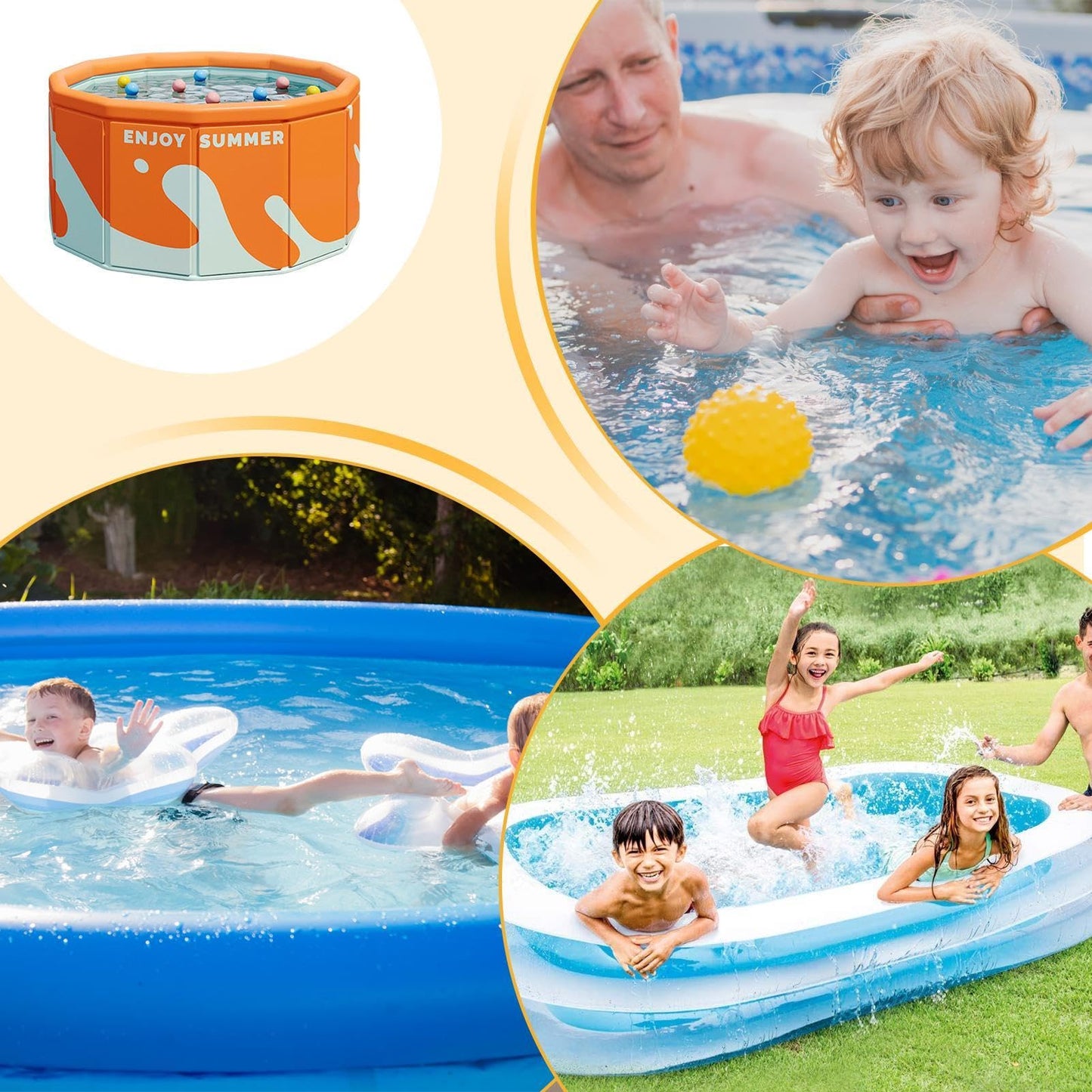 Piscina Plegable Portátil para Niños y Familia – Ideal para Exterior e Interior