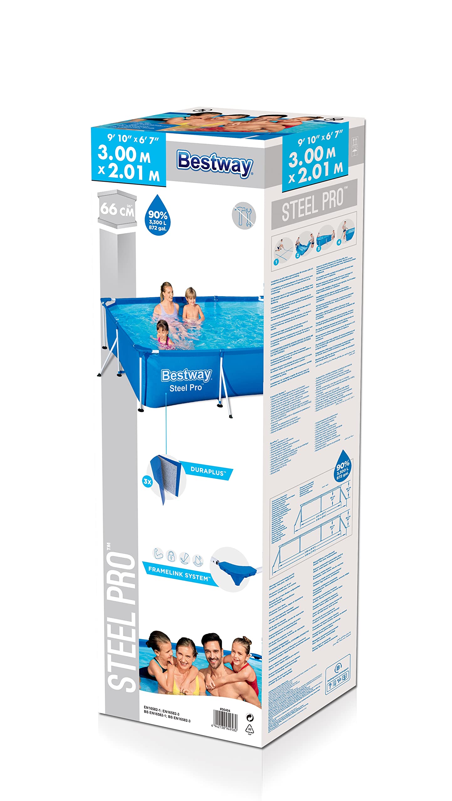 Piscina Desmontable Infantil Bestway Deluxe Splash Frame 300×201×66 cm – Estructura Tubular Resistente