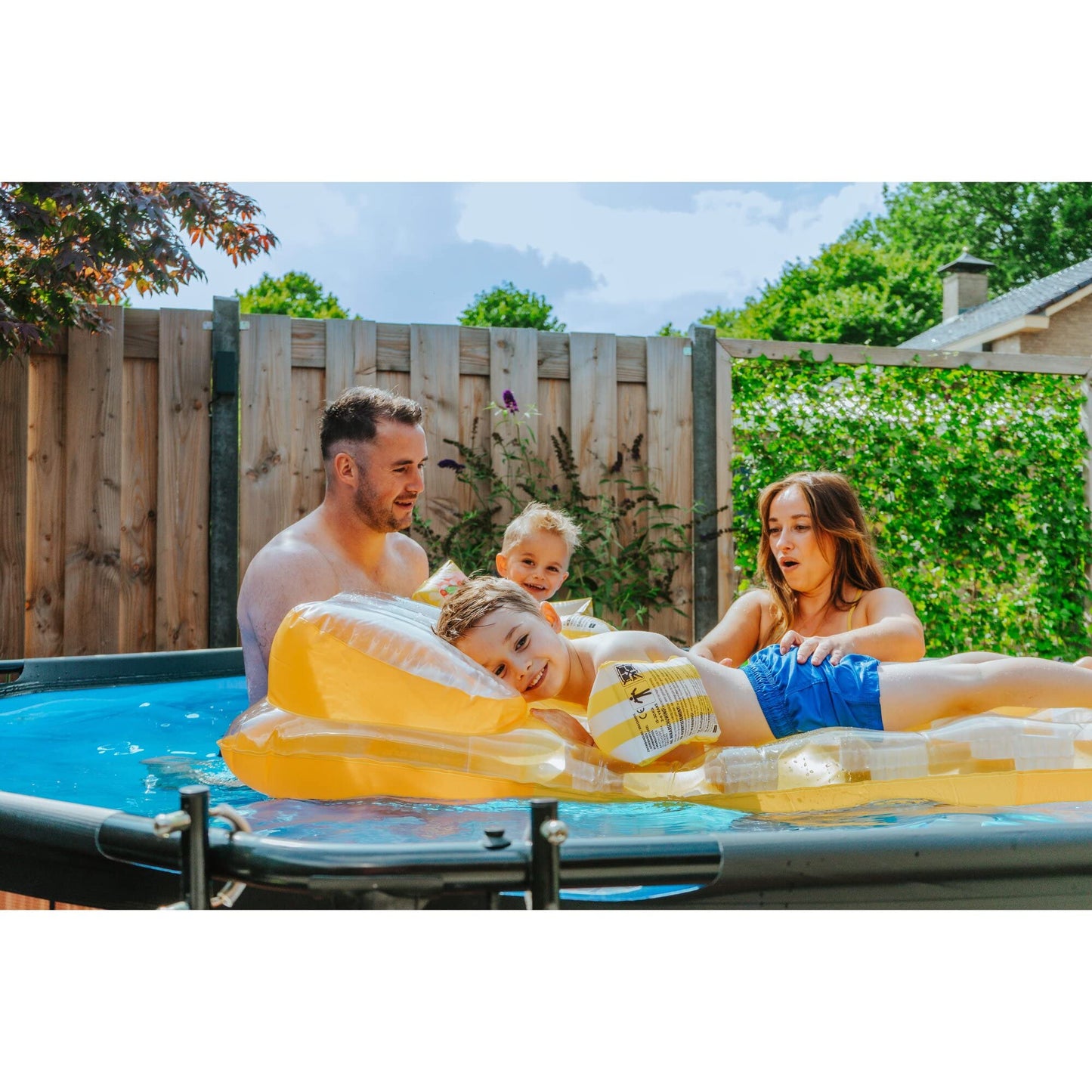 Piscina EXIT Toys Wood de Marco Redondo 300×76 cm con Bomba de Filtro y Acceso Fácil – Diseño Resistente para Niños