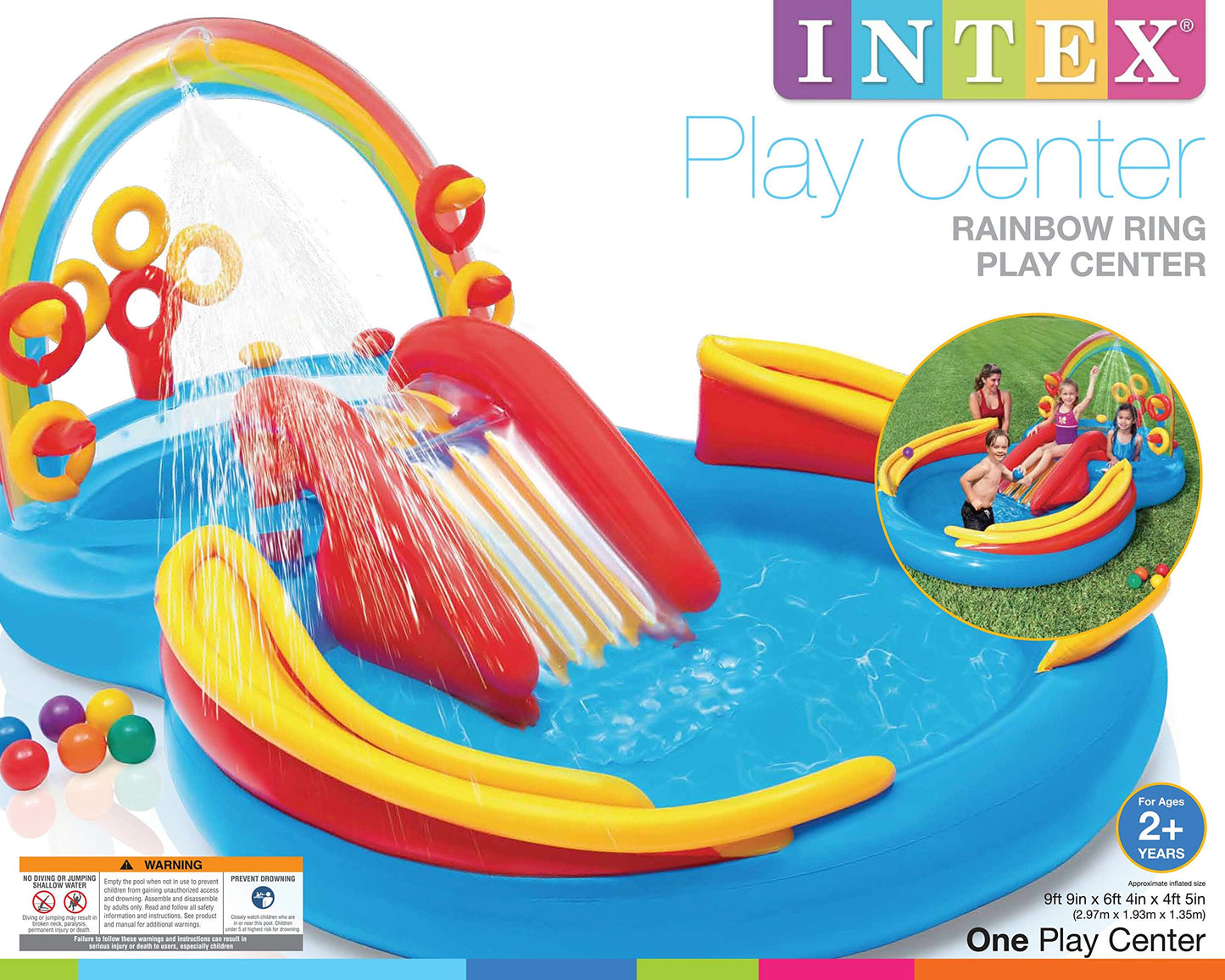Centro de Juegos Acuáticos Inflable para Niños Intex Rainbow Ring