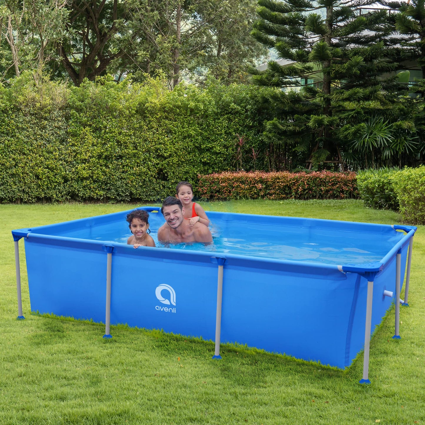 Piscina Desmontable Rectangular Avenli 258×179×55 cm – Fácil Montaje para Jardín