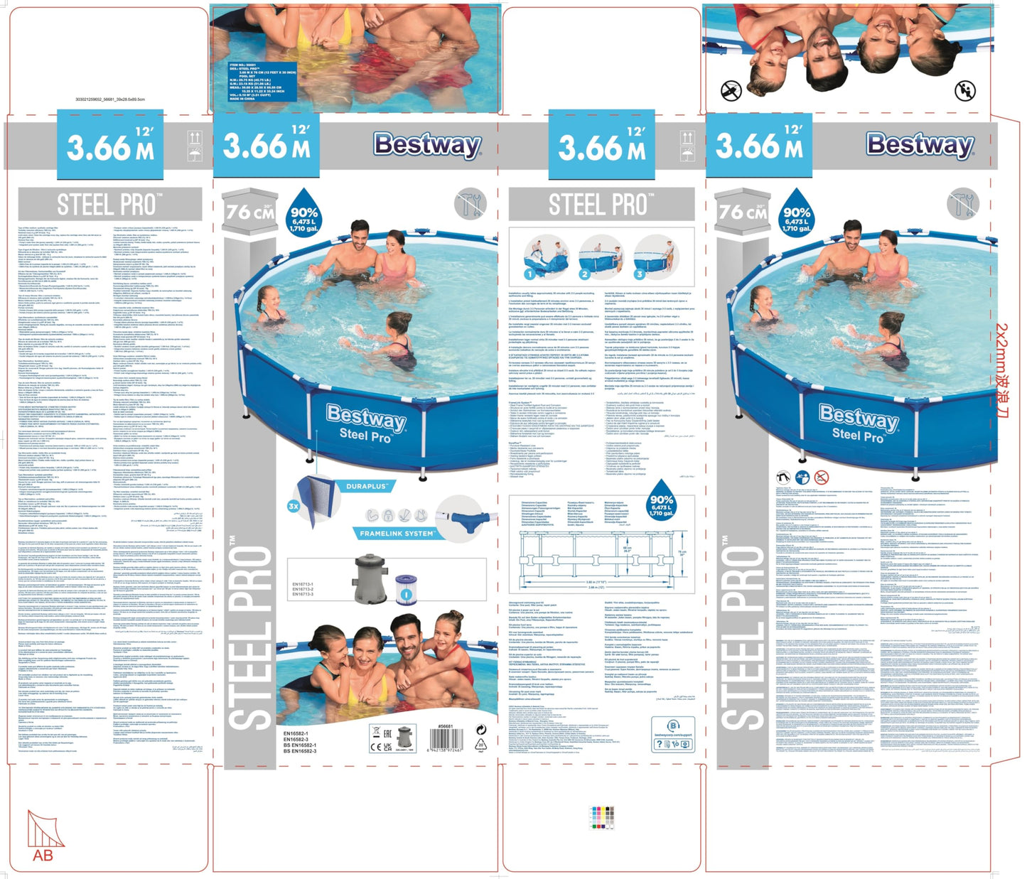Bestway - Piscina elevada Bestway Steel Pro - Medidas 366 x 76 cm - Modelo n. 56681-2