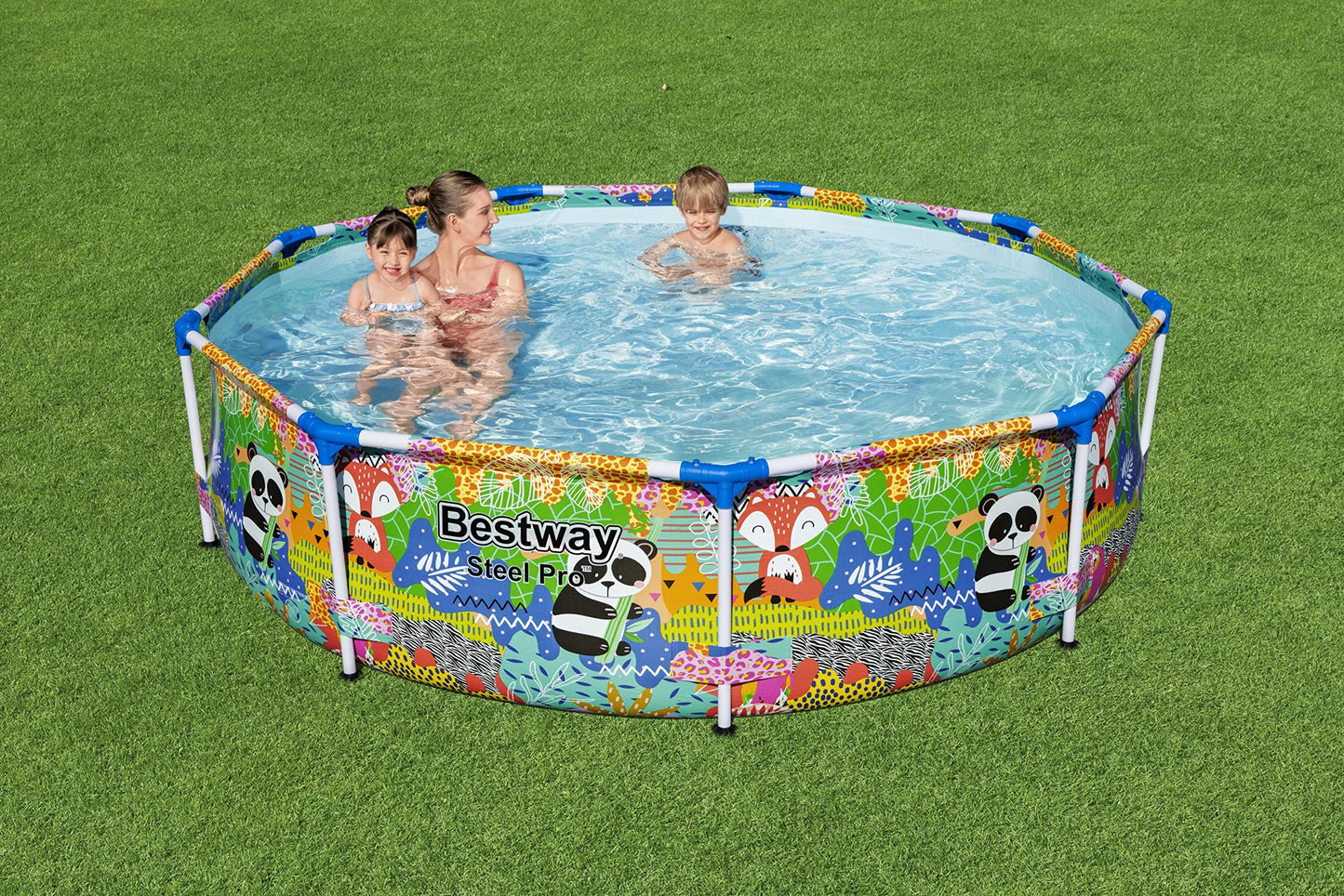 Piscina Redonda Bestway con Estructura Metálica y Estampado Animal Ø274×66 cm – Capacidad 3,221 litros