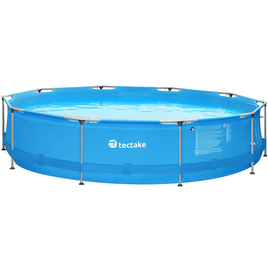 Piscina Redonda Desmontable Tectake 360 cm con Estructura de Acero y Depuradora – Fácil Montaje, Resistente para Exterior