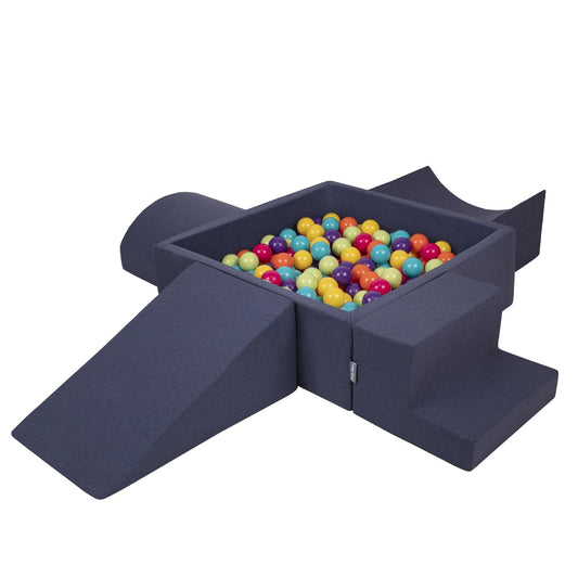 Parque Infantil de Espuma KiddyMoon con Piscina de Bolas (300 bolas) – Colores Variados