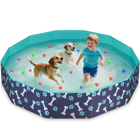 Piscina para Perros y Niños HaoVrisn de PVC Engrosado Antideslizante 120×30 cm – Con Parches y Válvula de Drenaje