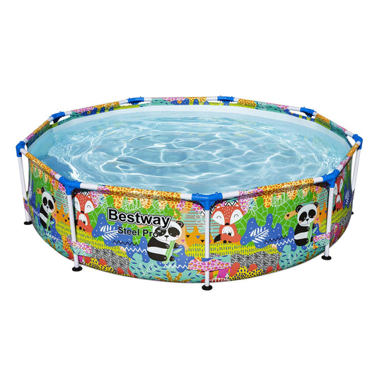 Piscina Redonda Bestway con Estructura Metálica y Estampado Animal Ø274×66 cm – Capacidad 3,221 litros