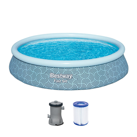 Piscina Bestway Fast Set Autoensamblable 396×84 cm con Bomba de Filtro y Material TriTech de 3 Capas
